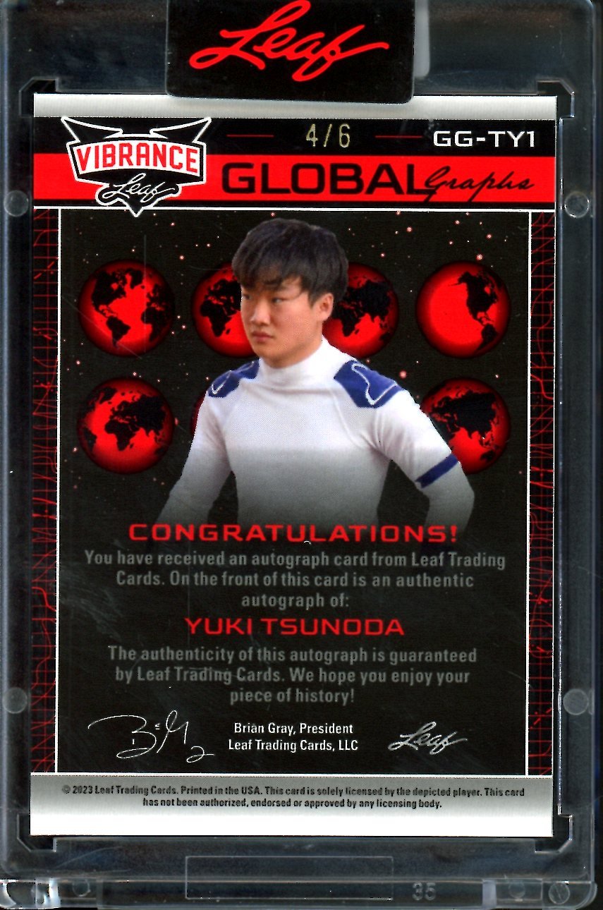 2023 Leaf Vibrance Yuki Tsunoda Global Graphs Auto Orange /6 - Trading Card Market