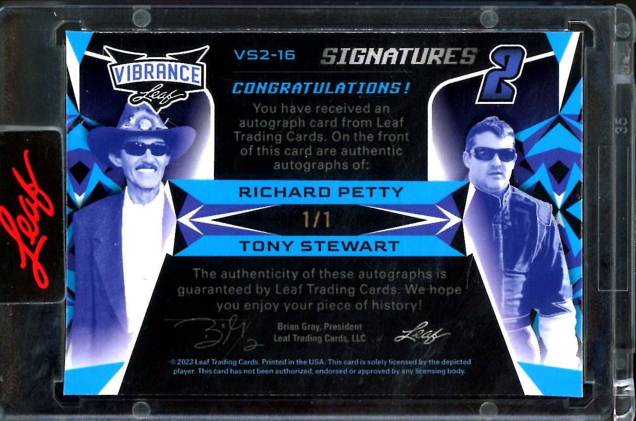 2023 Leaf Vibrance Richard Petty/Tony Stewart Dual Auto Red Shimmer 1/1 NASCAR - Trading Card Market