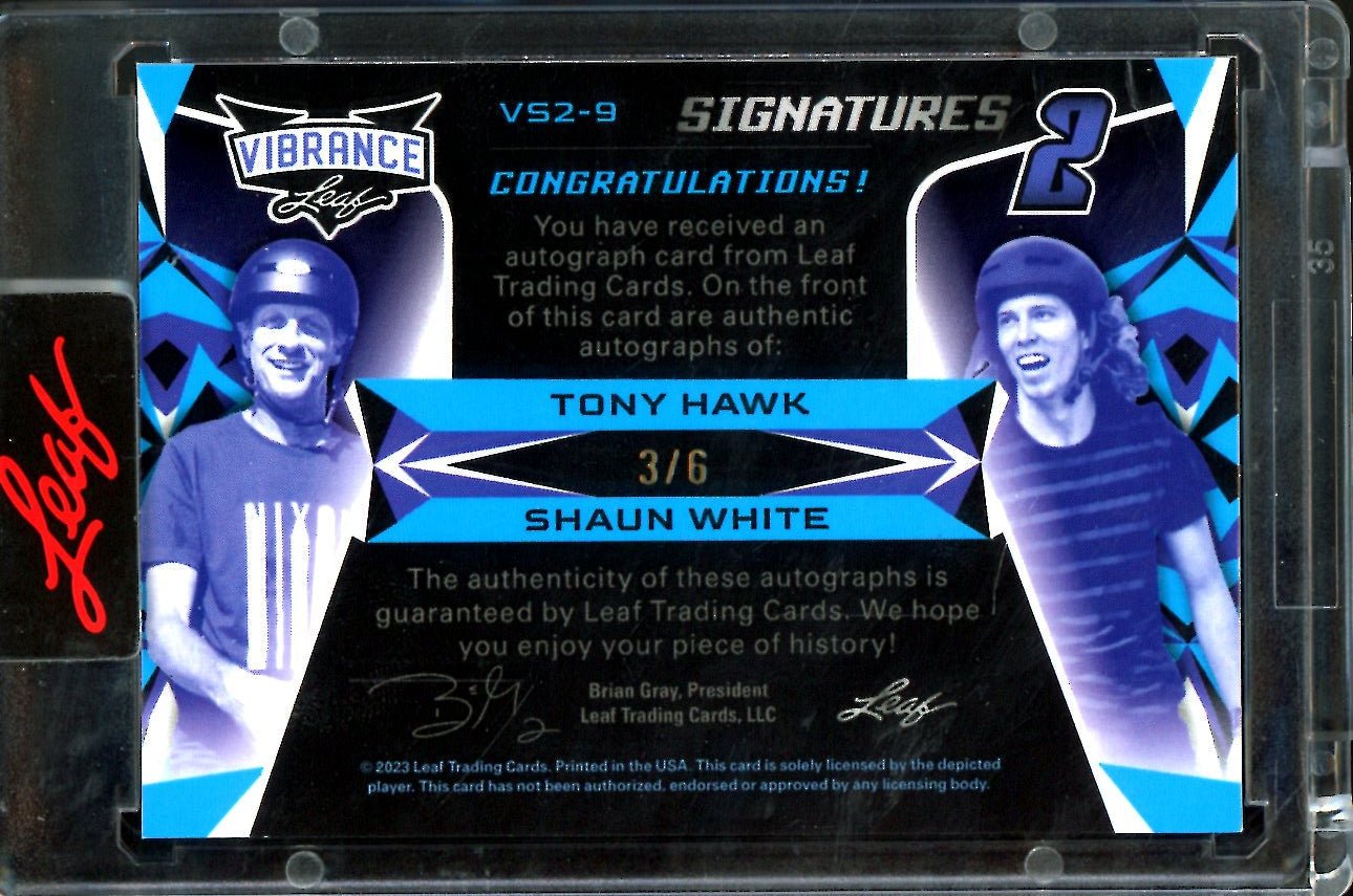 2023 Leaf Vibrance Tony Hawk/Shaun White Dual Auto Orange /6 - Trading Card Market