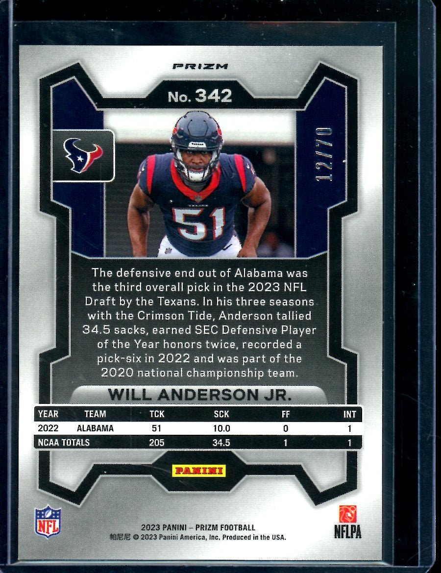 2023 Panini Prizm Will Anderson Jr. Rookie Red Disco /70 Texans - Trading Card Market