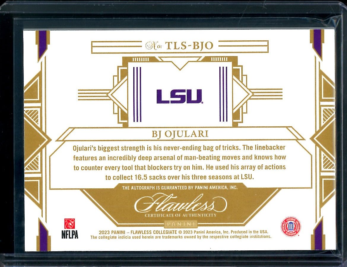 2023 Panini Flawless Collegiate BJ Ojulari Rookie Auto /25 LSU