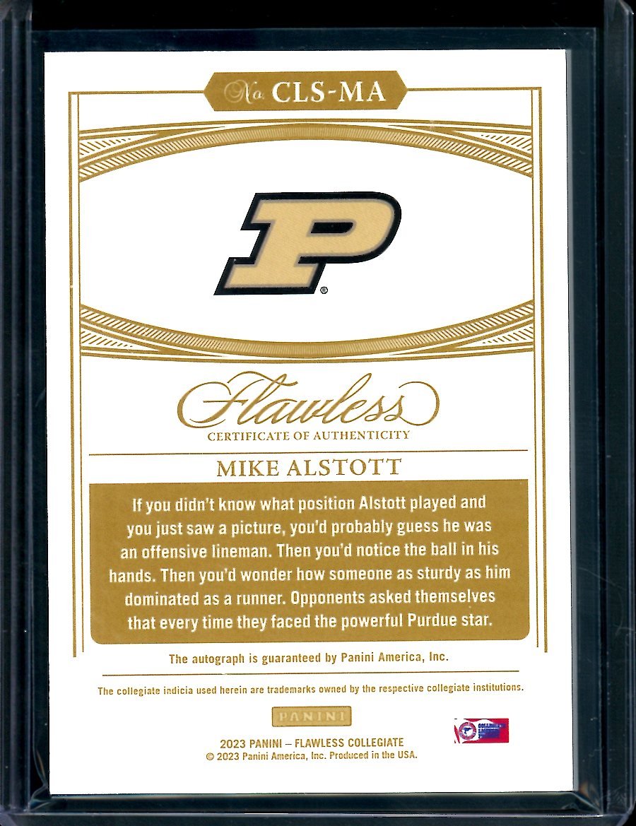 2023 Panini Flawless Collegiate Mike Alstott Campus Legends Auto /20 Purdue - Trading Card Market