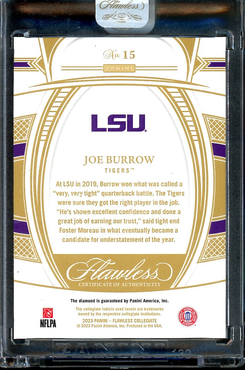 2023 Panini Flawless Collegiate Joe Burrow Diamond /25 LSU - Trading Card Market