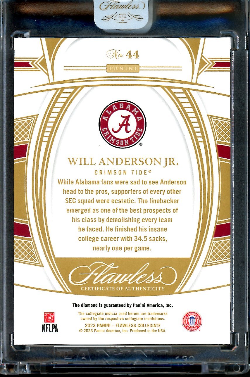 2023 Panini Flawless Collegiate Will Anderson Jr. Rookie Diamond /25 Alabama - Trading Card Market