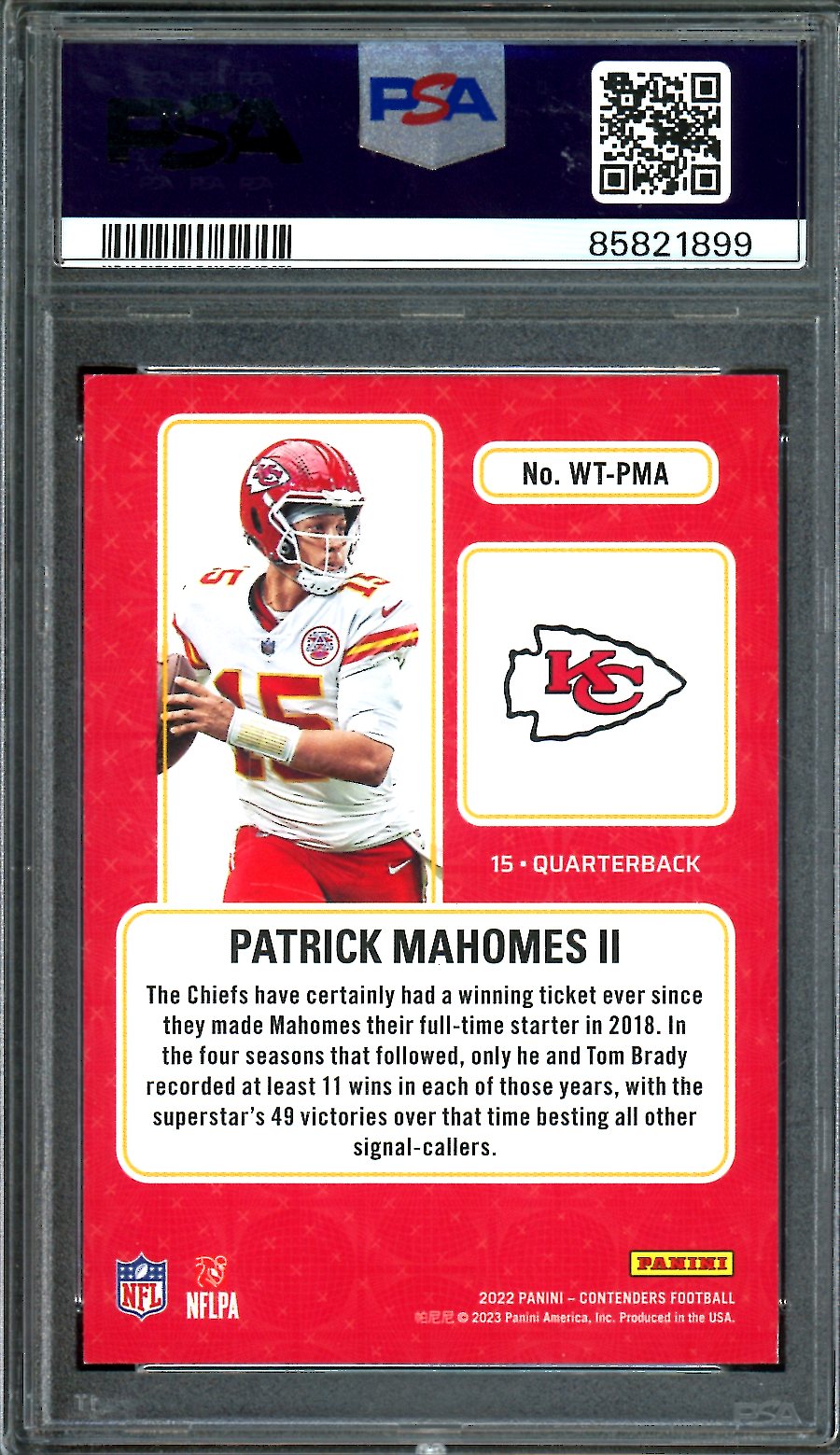 2022 Panini Contenders Patrick Mahomes Winning Ticket /99 PSA 8 Chiefs