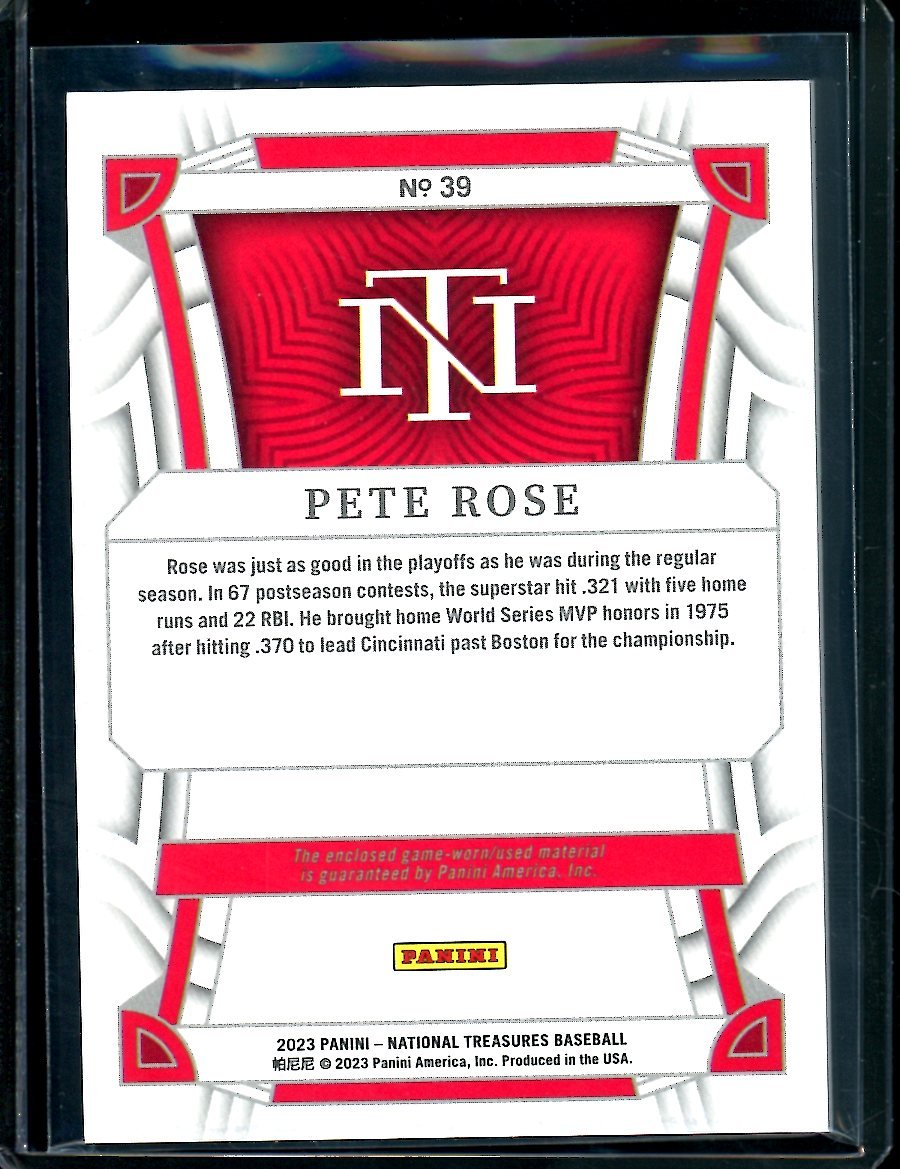 2023 Panini National Treasures Pete Rose Patch /35 Reds - Trading Card Market