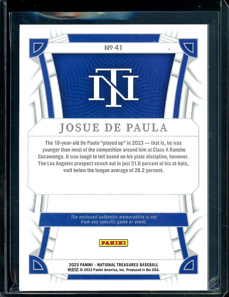 2023 Panini National Treasures Josue De Paula Patch /25 Dodgers - Trading Card Market