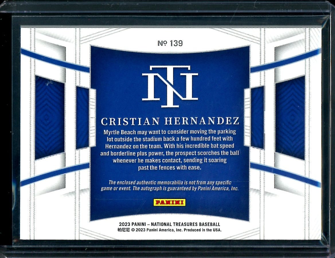 2023 Panini National Treasures Christian Hernandez Patch Auto /99 Cubs - Trading Card Market