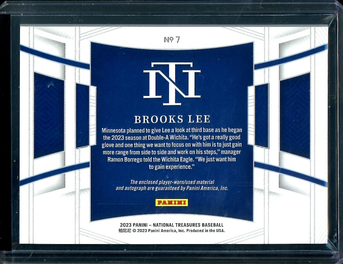 2023 Panini National Treasures Brooks Lee Patch Auto Holo Silver /10 Twins - Trading Card Market