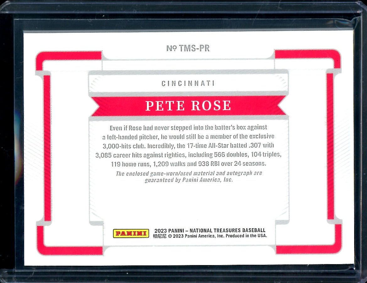 2023 Panini National Treasures Pete Rose Treasures Patch Auto Holo Silver /10 Reds - Trading Card Market
