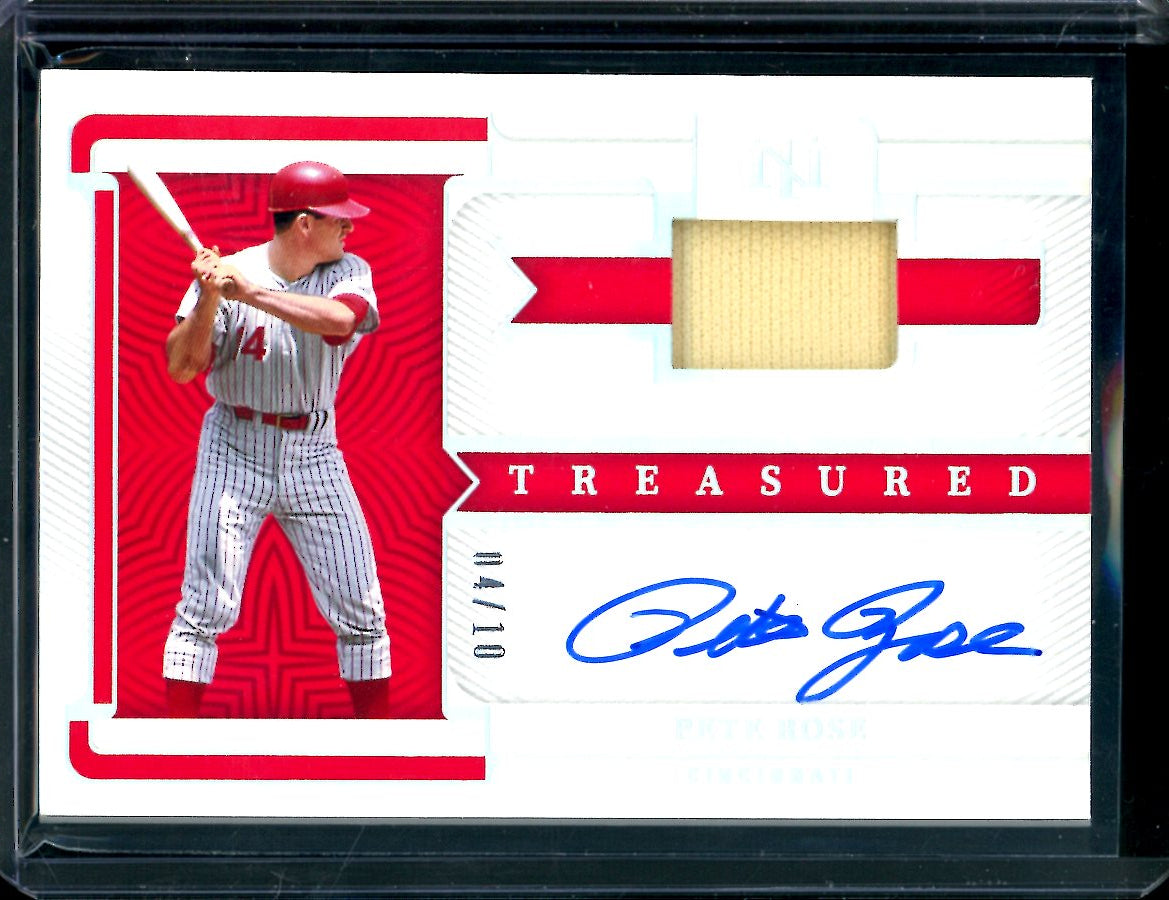 2023 Panini National Treasures Pete Rose Treasures Patch Auto Holo Silver /10 Reds
