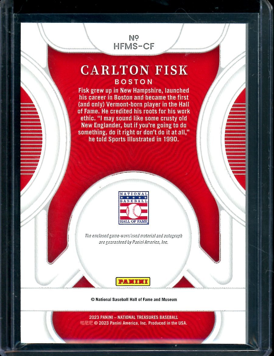 2023 Panini National Treasures Carlton Fisk HOF Patch Auto /25 Red Sox - Trading Card Market