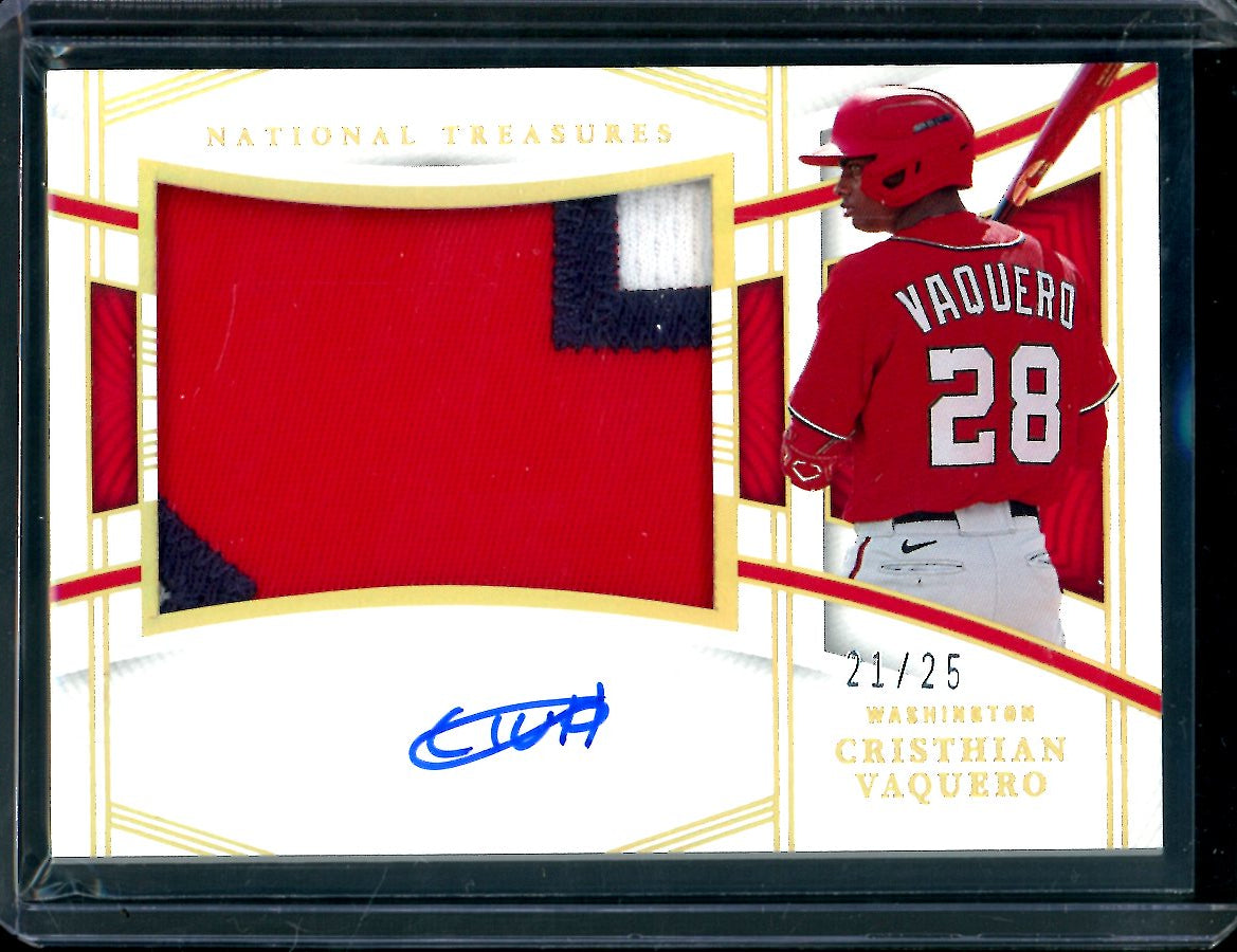 2023 Panini National Treasures Christian Vaquero Patch Auto Gold /25 Nationals