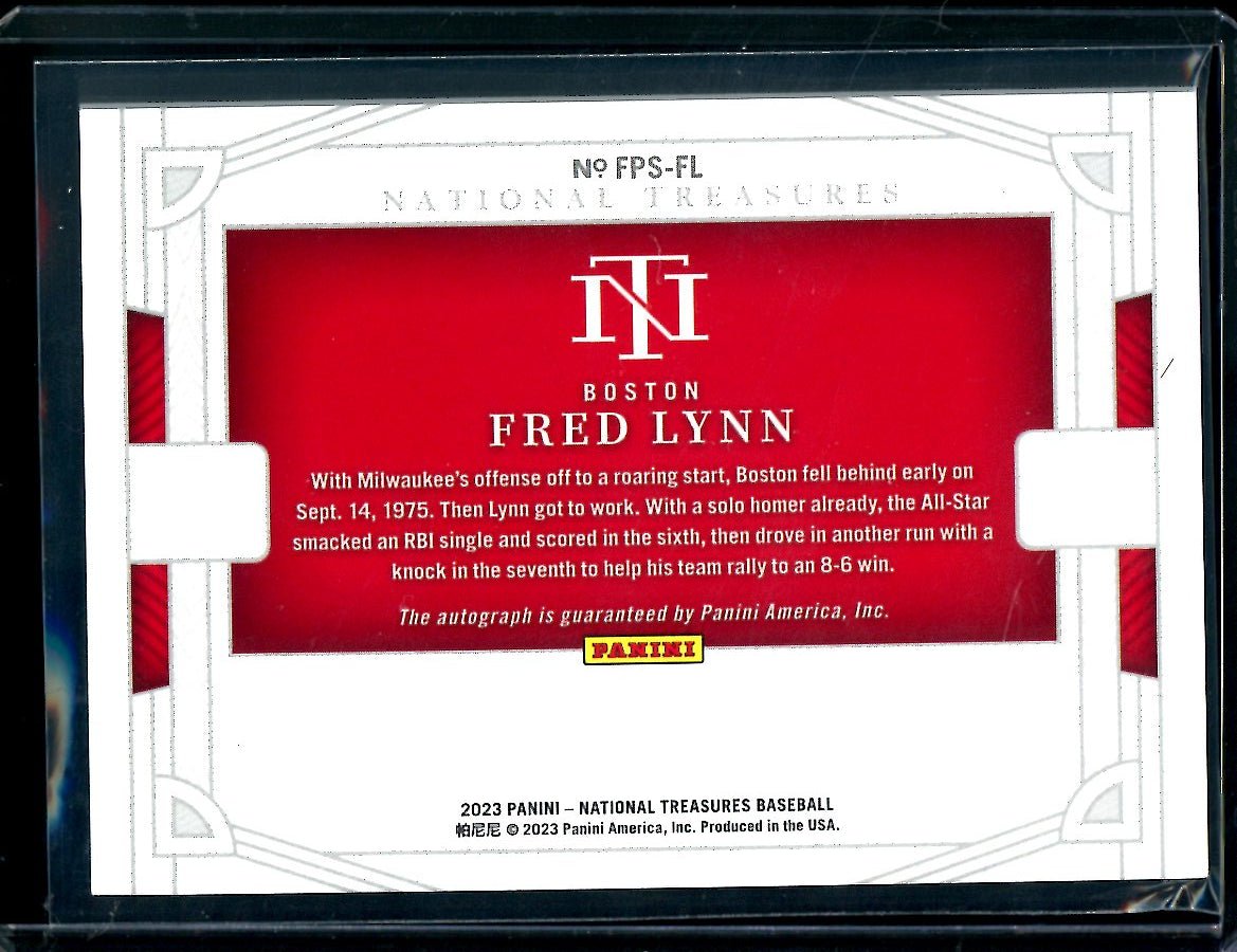 2023 Panini National Treasures Fred Lynn Field Pass Auto /49 Red Sox - Trading Card Market