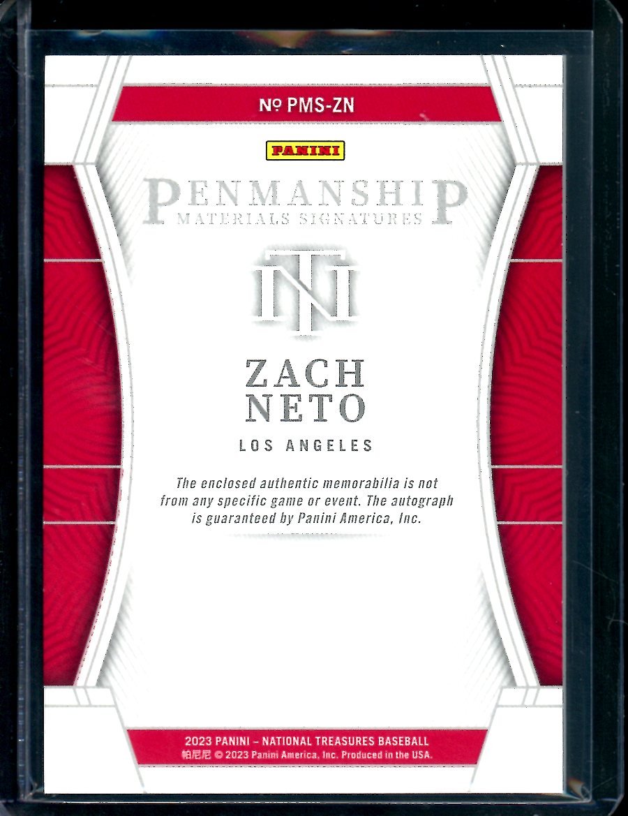 2023 Panini National Treasures Zach Neto Penmanship Patch Auto /99 Angels - Trading Card Market