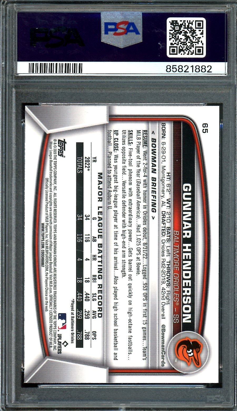 2023 Bowman Chrome Gunnar Henderson Rookie Mega Box PSA 10 Orioles - Trading Card Market