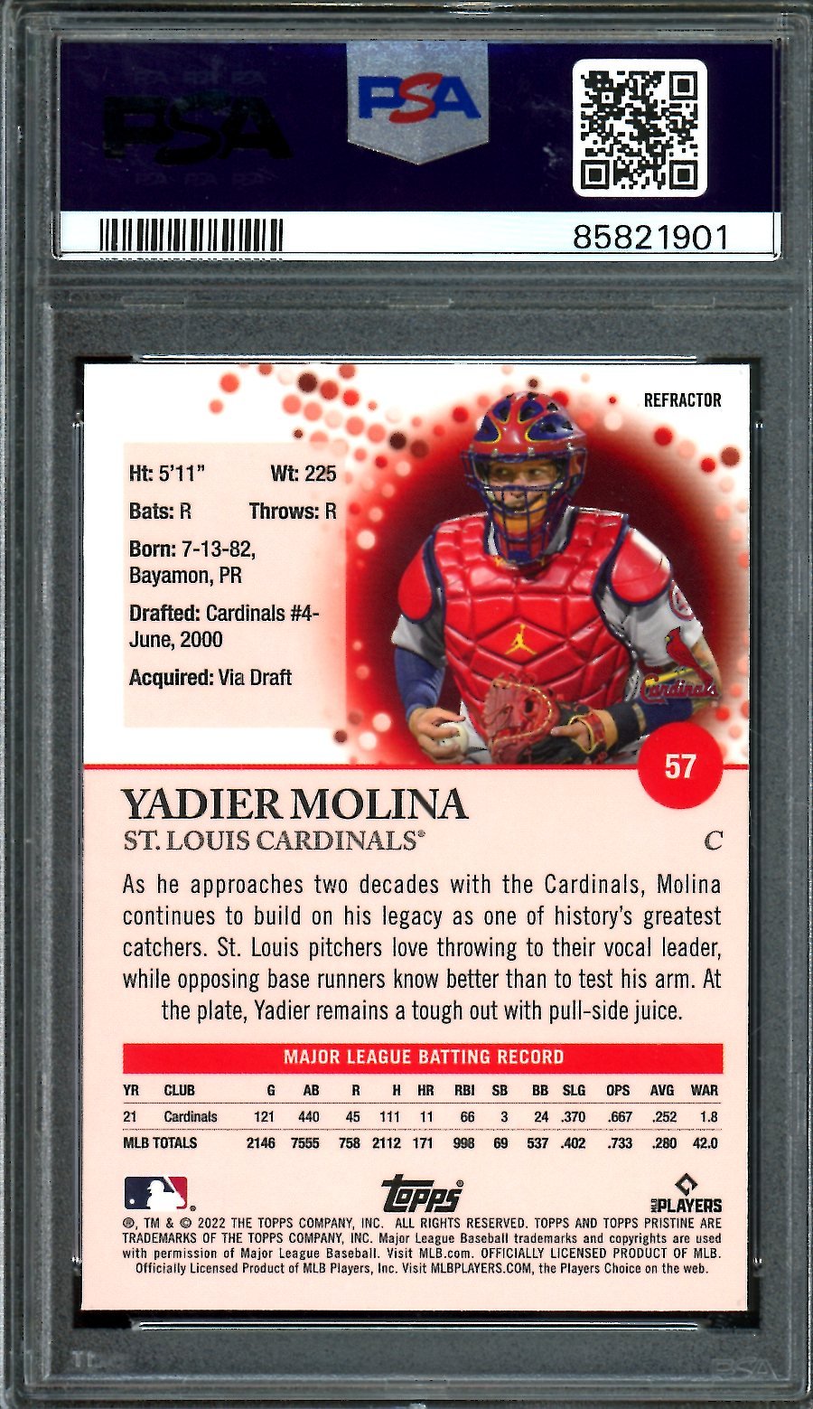 2022 Topps Pristine Yadier Molina Refractor PSA 10 Cardinals - Trading Card Market