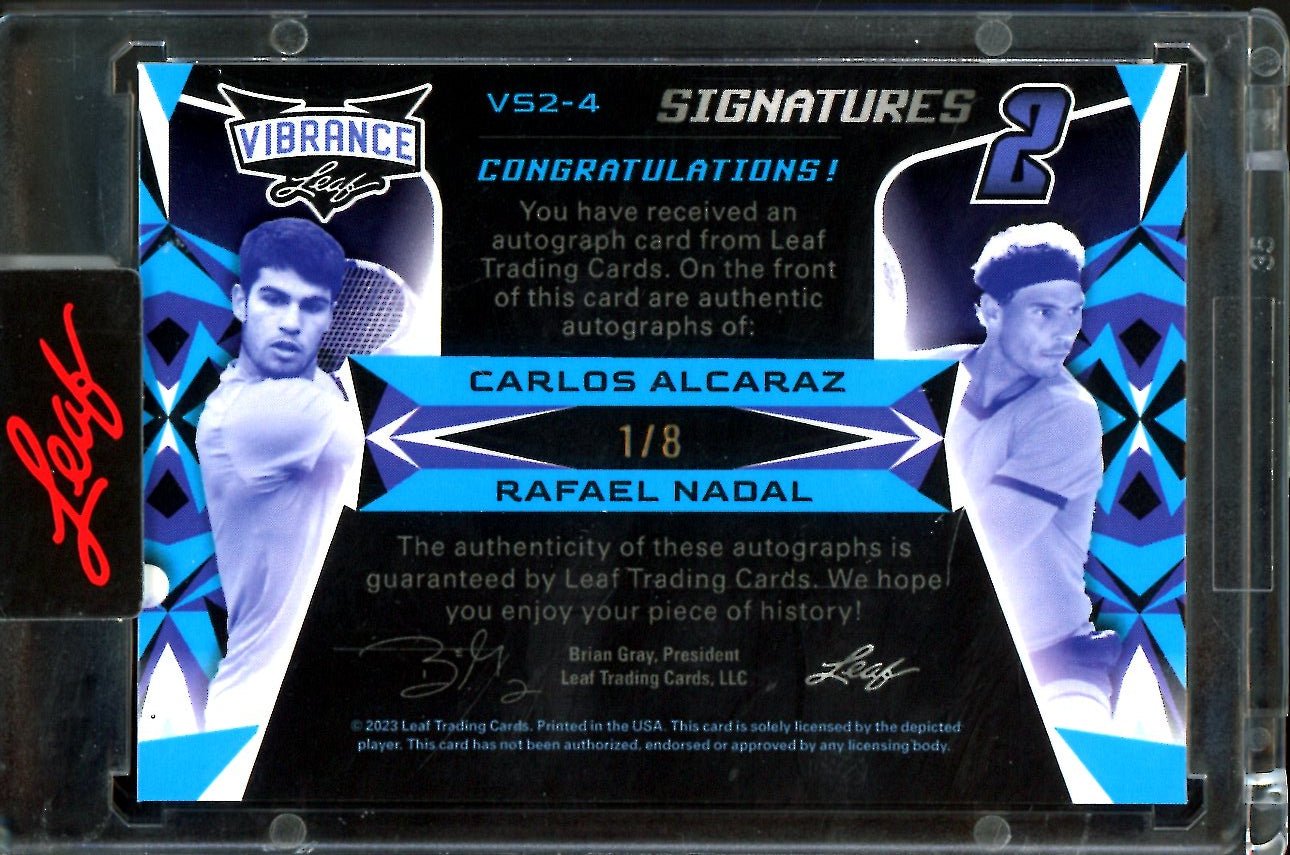 2023 Leaf Vibrance Carlos Alcaraz/Rafael Nadal Dual Auto /8 Tennis - Trading Card Market