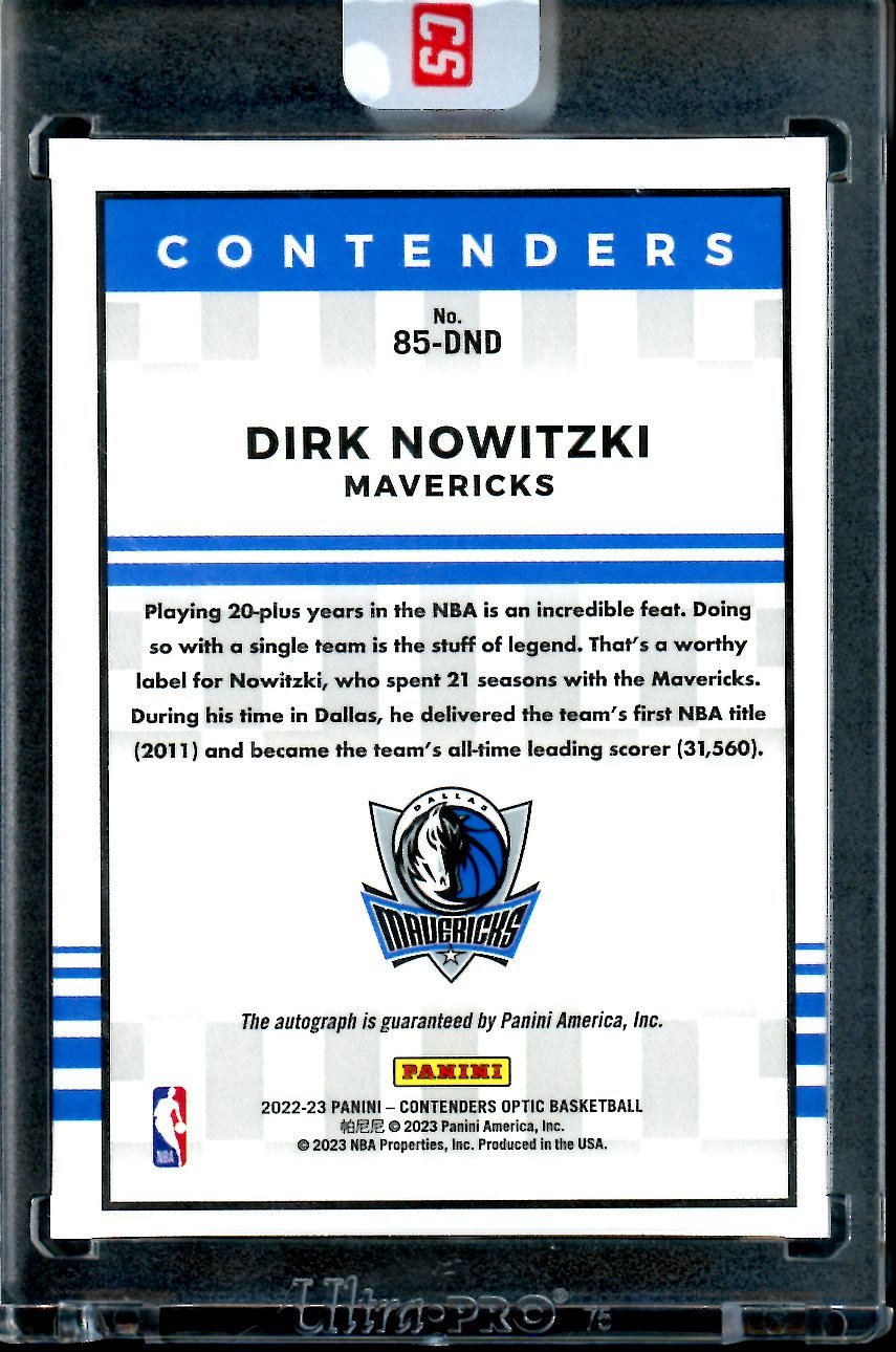 2022/23 Panini Contenders Optic Dirk Nowitzki Auto Mavericks - Trading Card Market