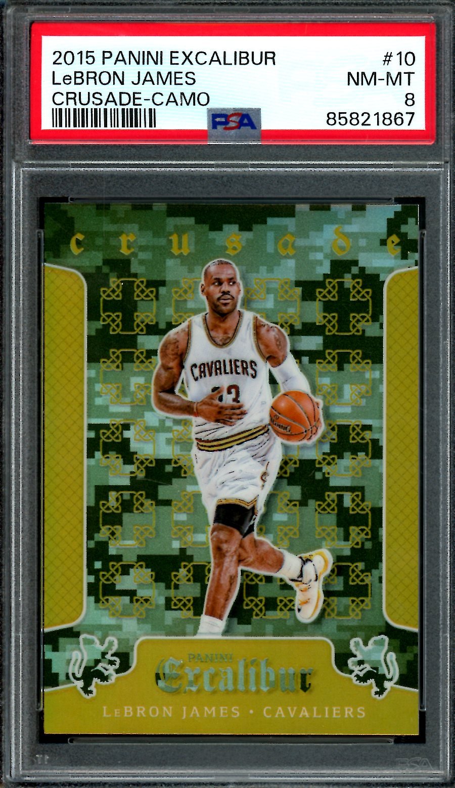 2015/16 Panini Excalibur LeBron James Crusade Camo PSA 8 Cavaliers - Trading Card Market