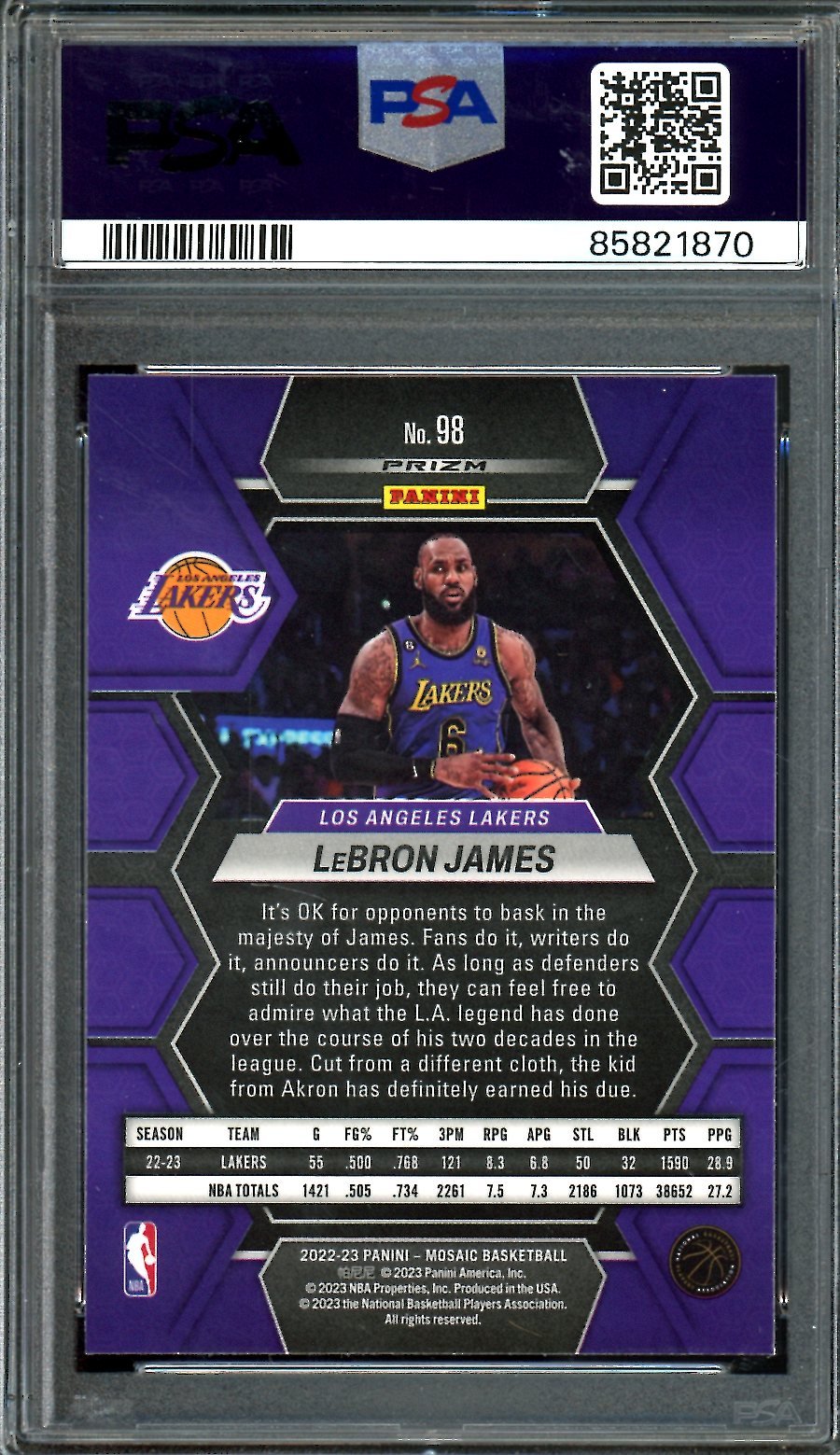 2022/23 Panini Mosaic LeBron James Silver Fast Break PSA 10 Lakers - Trading Card Market