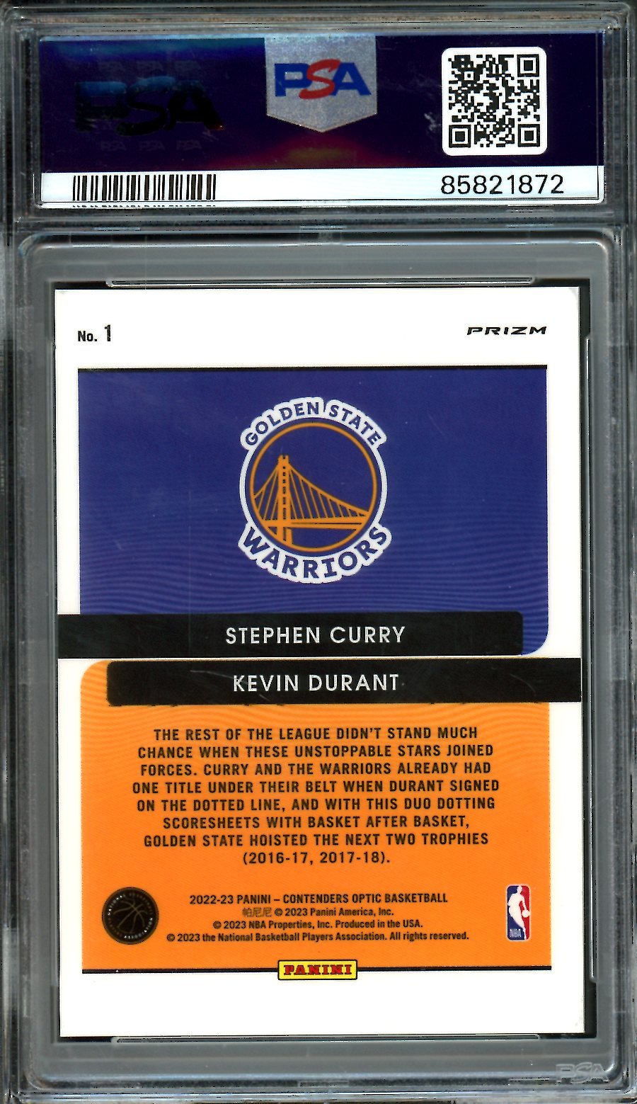 2022/23 Panini Contenders Optic Stephen Curry/Kevin Durant Legendary Tandems Red Ice PSA 10 Warriors - Trading Card Market