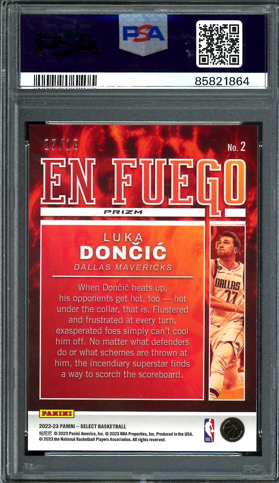 2022/23 Panini Select Luka Doncic En Fuego Gold /10 PSA 9 Mavericks - Trading Card Market