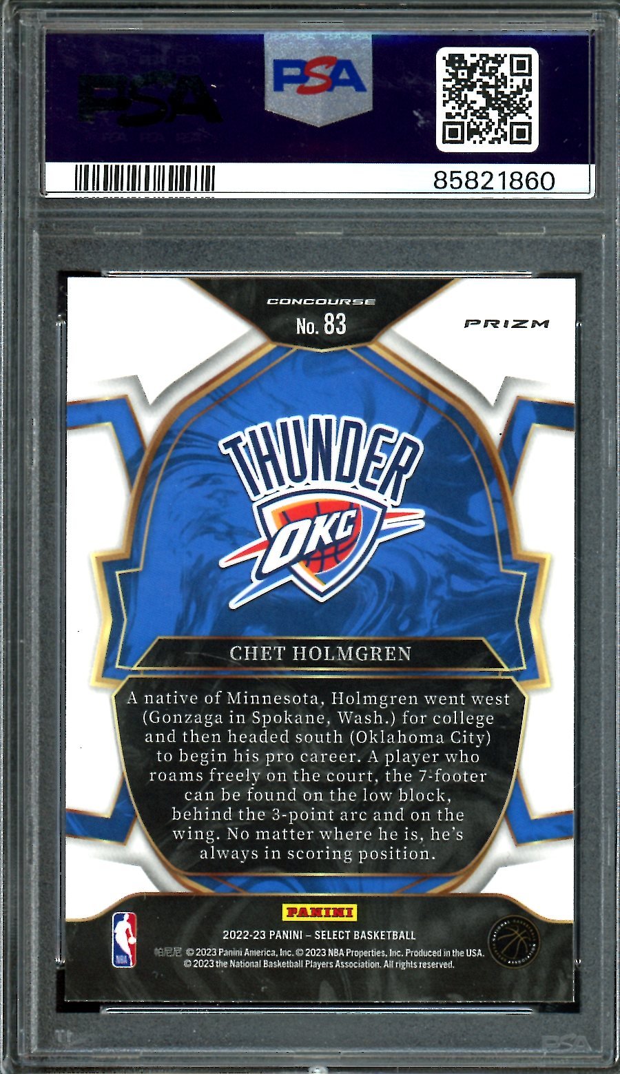 2022/23 Panini Select Chet Holmgren Rookie Cosmic PSA 10 Thunder - Trading Card Market
