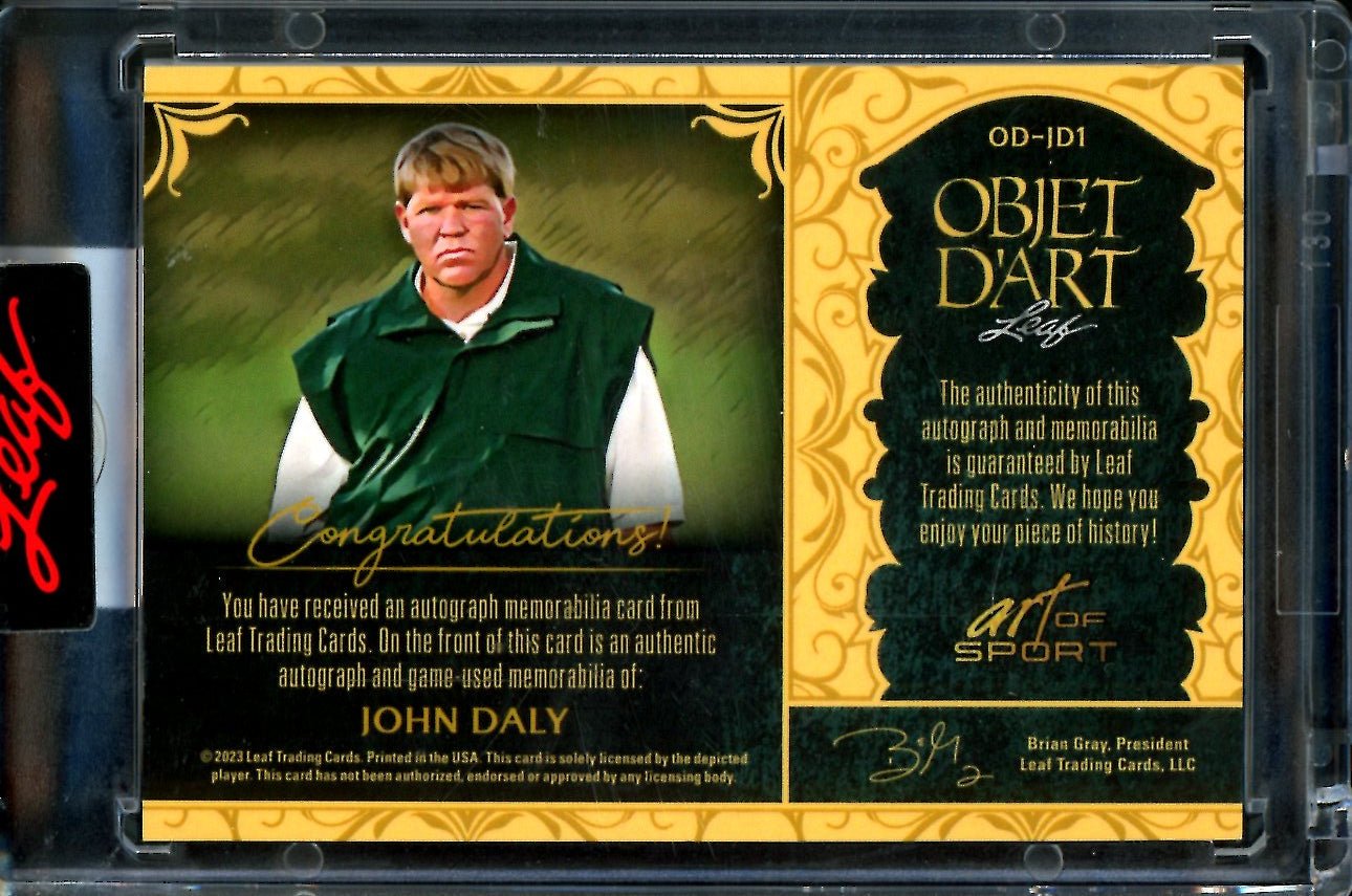 2023 Leaf Art of Sport John Daly Objet D'Art Patch Auto /35 - Trading Card Market