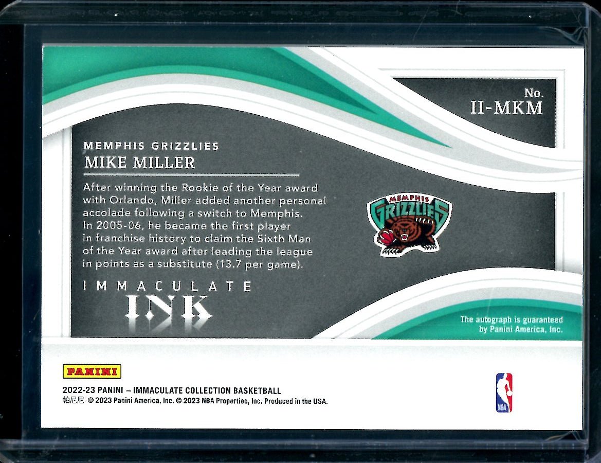 2022/23 Panini Immaculate Mike Miller Immaculate Ink Auto /99 Grizzlies - Trading Card Market