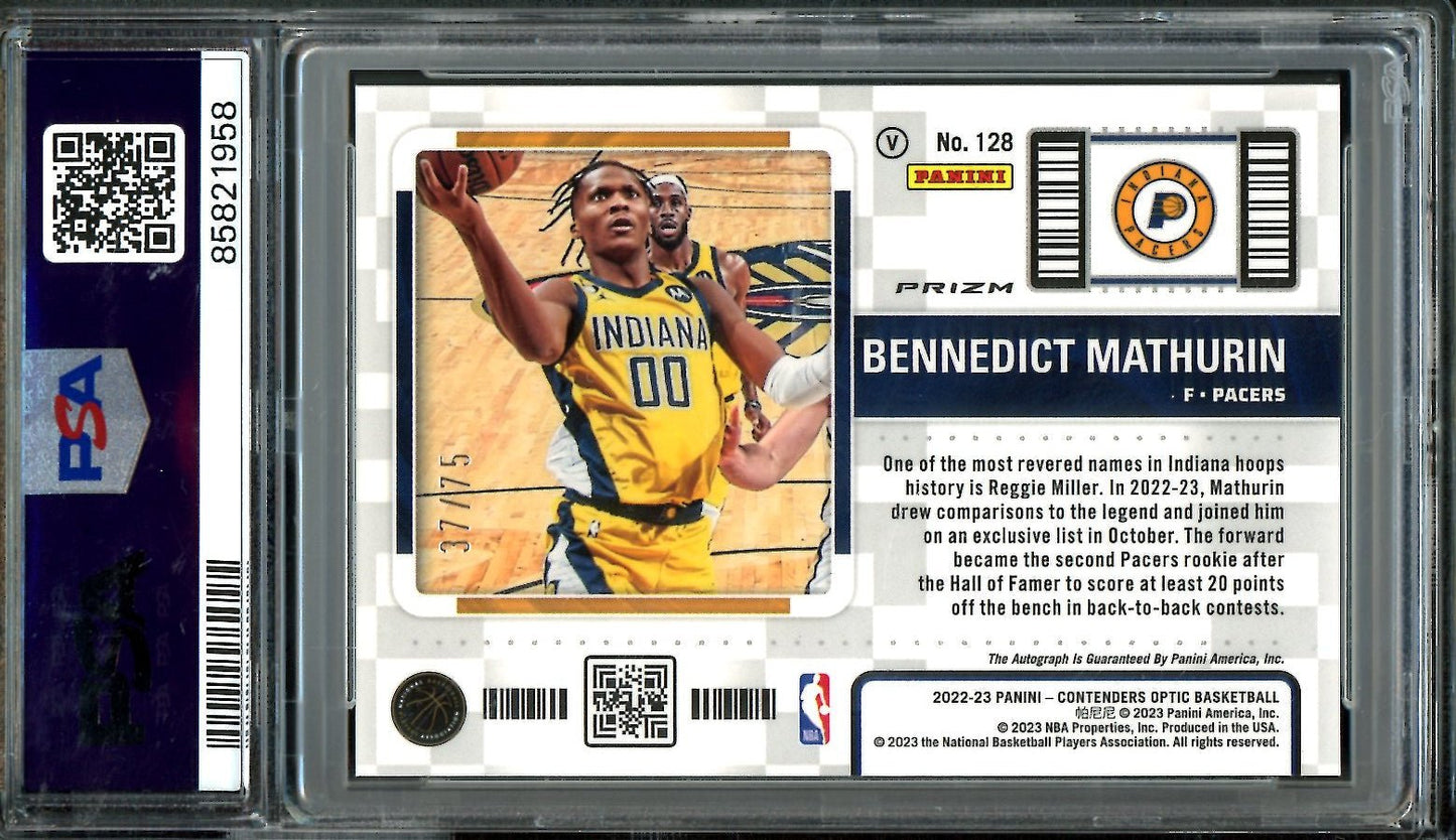 2022/23 Panini Contenders Optic Bennedict Mathurin Rookie Variation Auto Green /75 PSA 10 Pacers - Trading Card Market