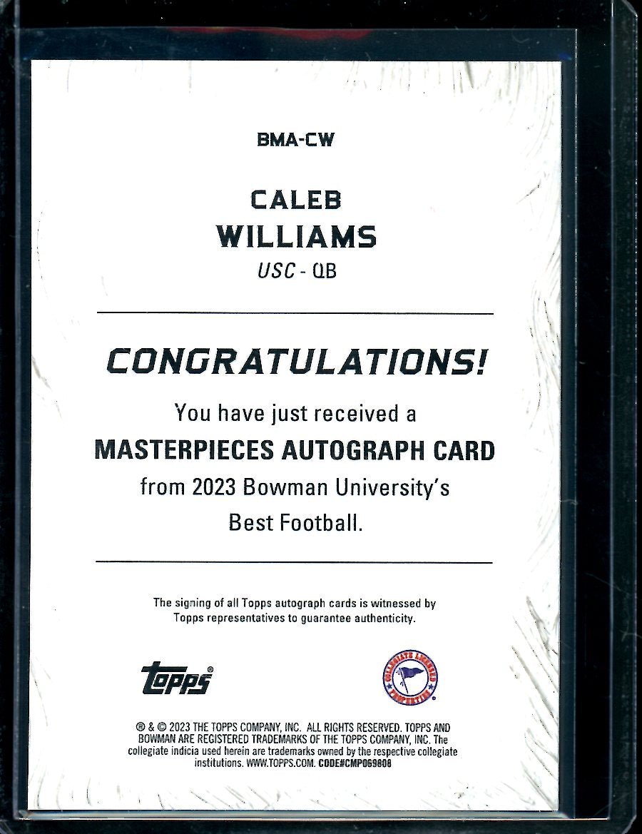 2023 Bowman's Best Caleb Williams Masterpieces Auto /75 USC - Trading Card Market