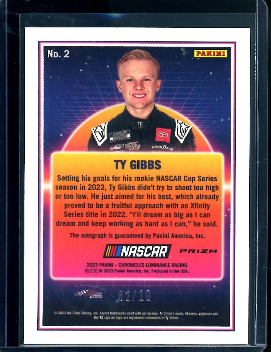 2023 Panini Chronicles Racing Luminance Ty Gibbs Auto Gold /10 NASCAR - Trading Card Market