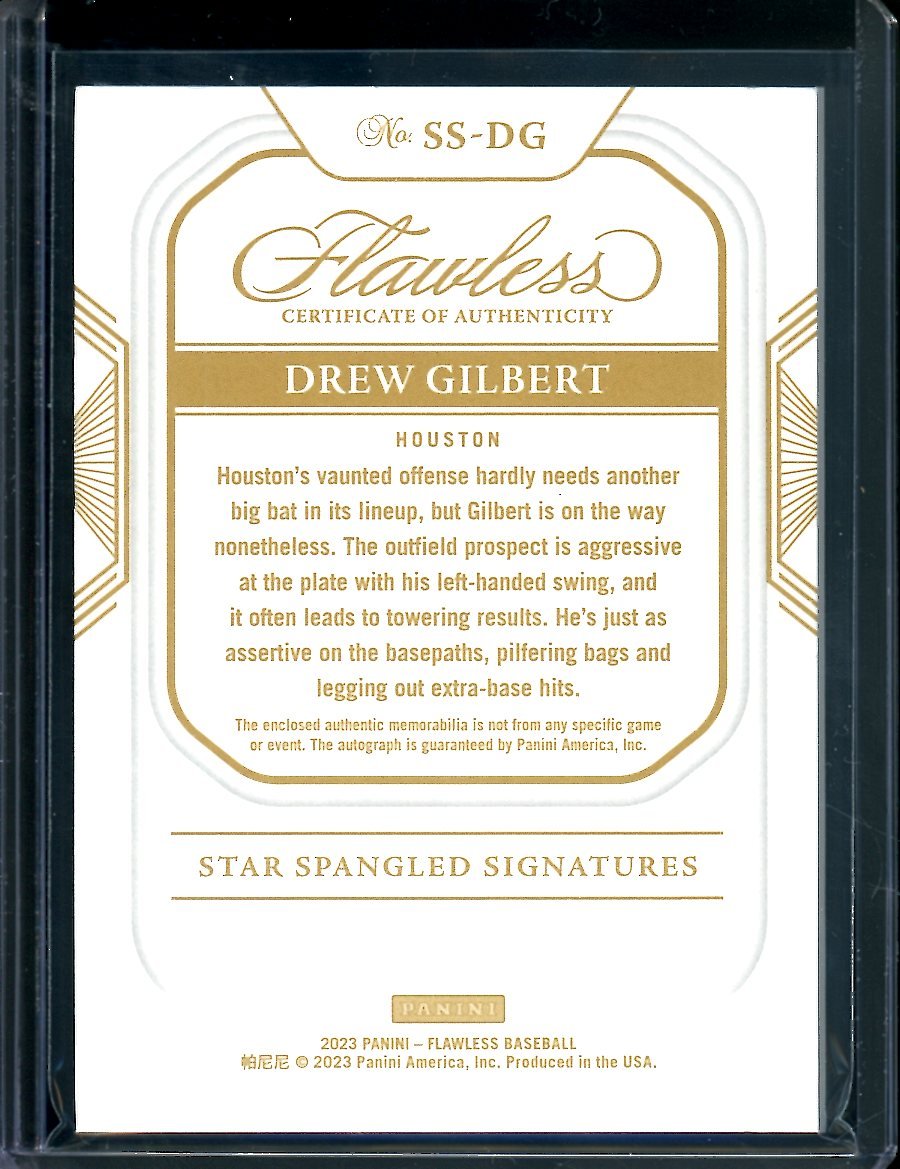 2023 Panini Flawless Drew Gilbert Star Spangled Signatures /25 Astros - Trading Card Market
