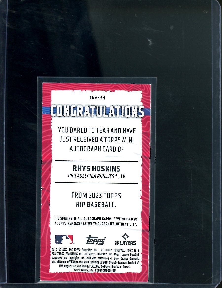 2023 Topps Rip Rhys Hoskins Mini Orange Auto /25 Phillies - Trading Card Market