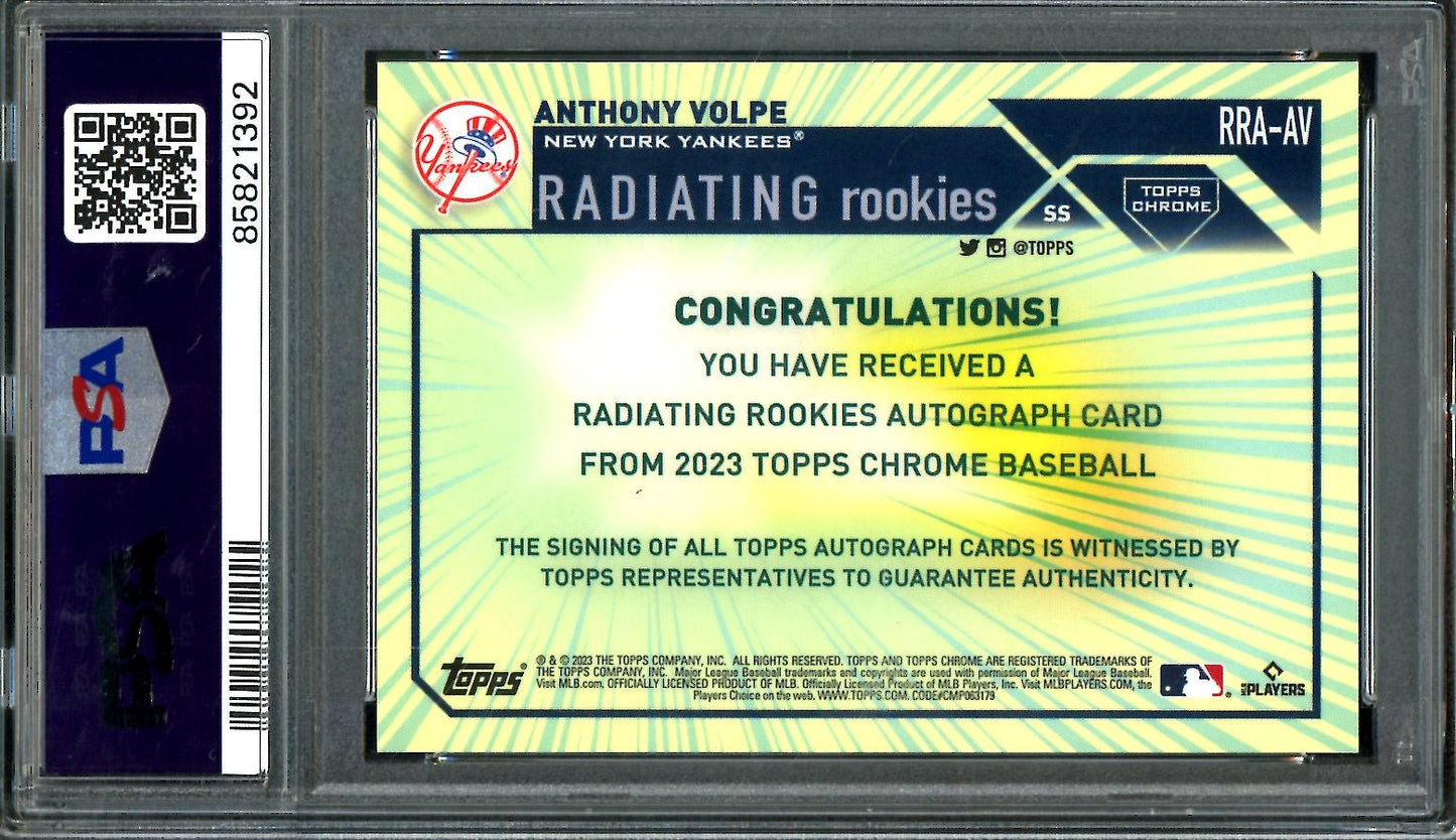 2023 Topps Chrome Anthony Volpe Rookie Radiating Rookies Auto /23 PSA 9 Yankees - Trading Card Market
