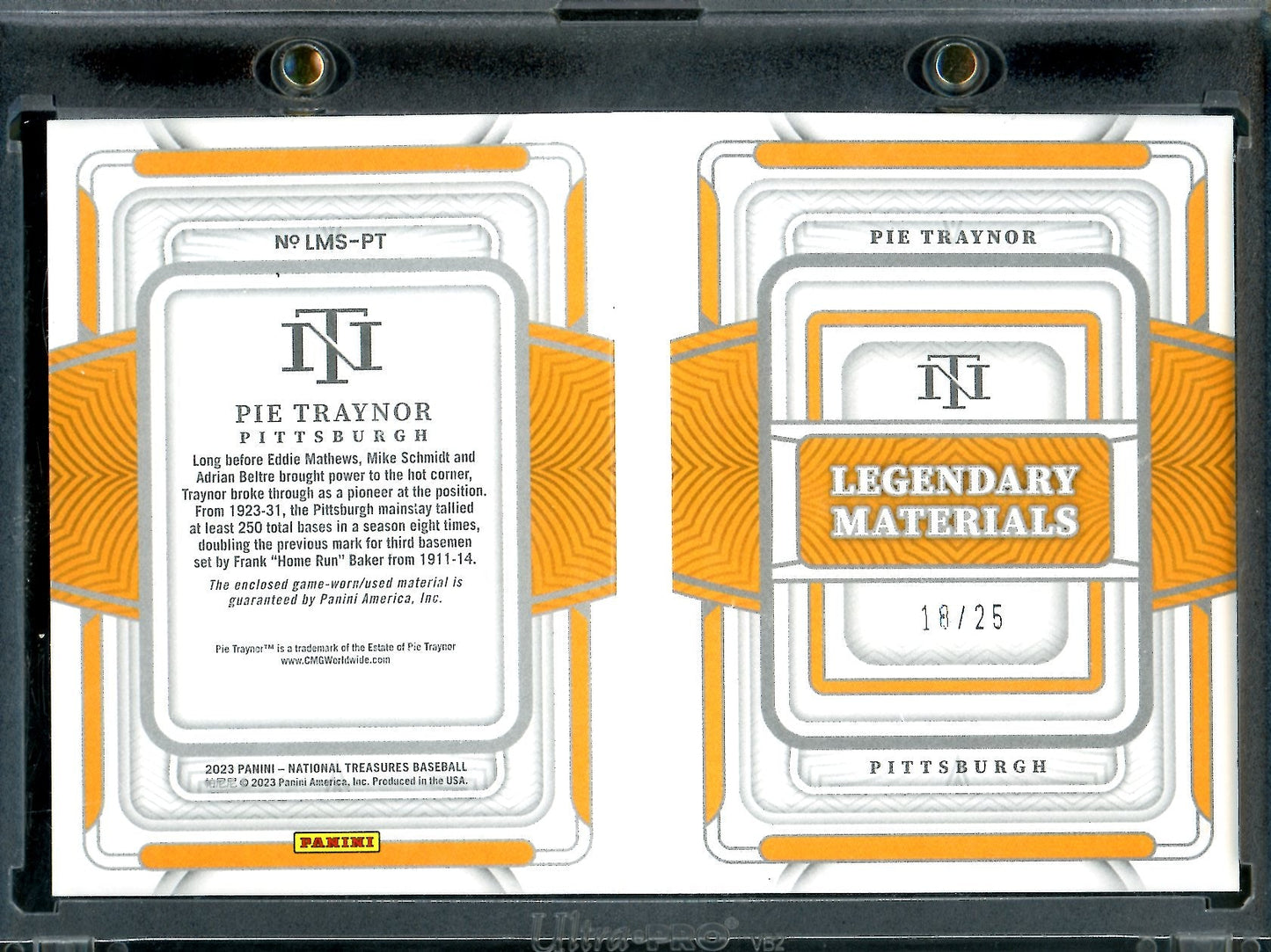 2023 Panini National Treasures Pie Traynor Legendary Materials Booklet /25 Pirates - Trading Card Market