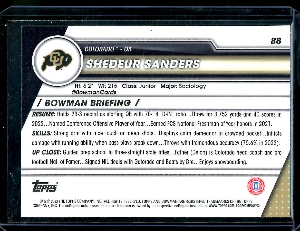2023 Bowman Chrome University Shedeur Sanders Variation Refractor Colorado - Trading Card Market