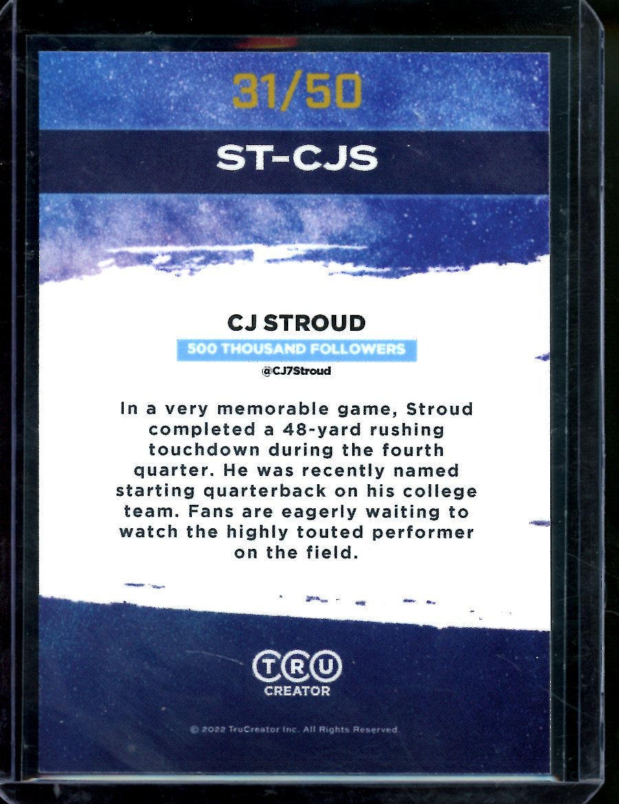 2022 TruCreator C.J. Stroud Blue Ice /50 Ohio State - Trading Card Market