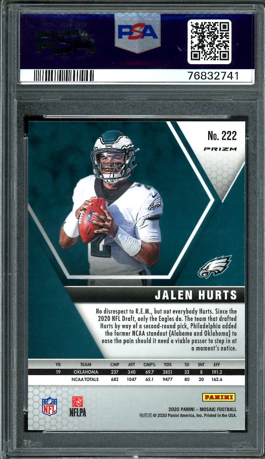 2020 Panini Mosaic Jalen Hurts Rookie Pink Camo PSA 9 Eagles - Trading Card Market
