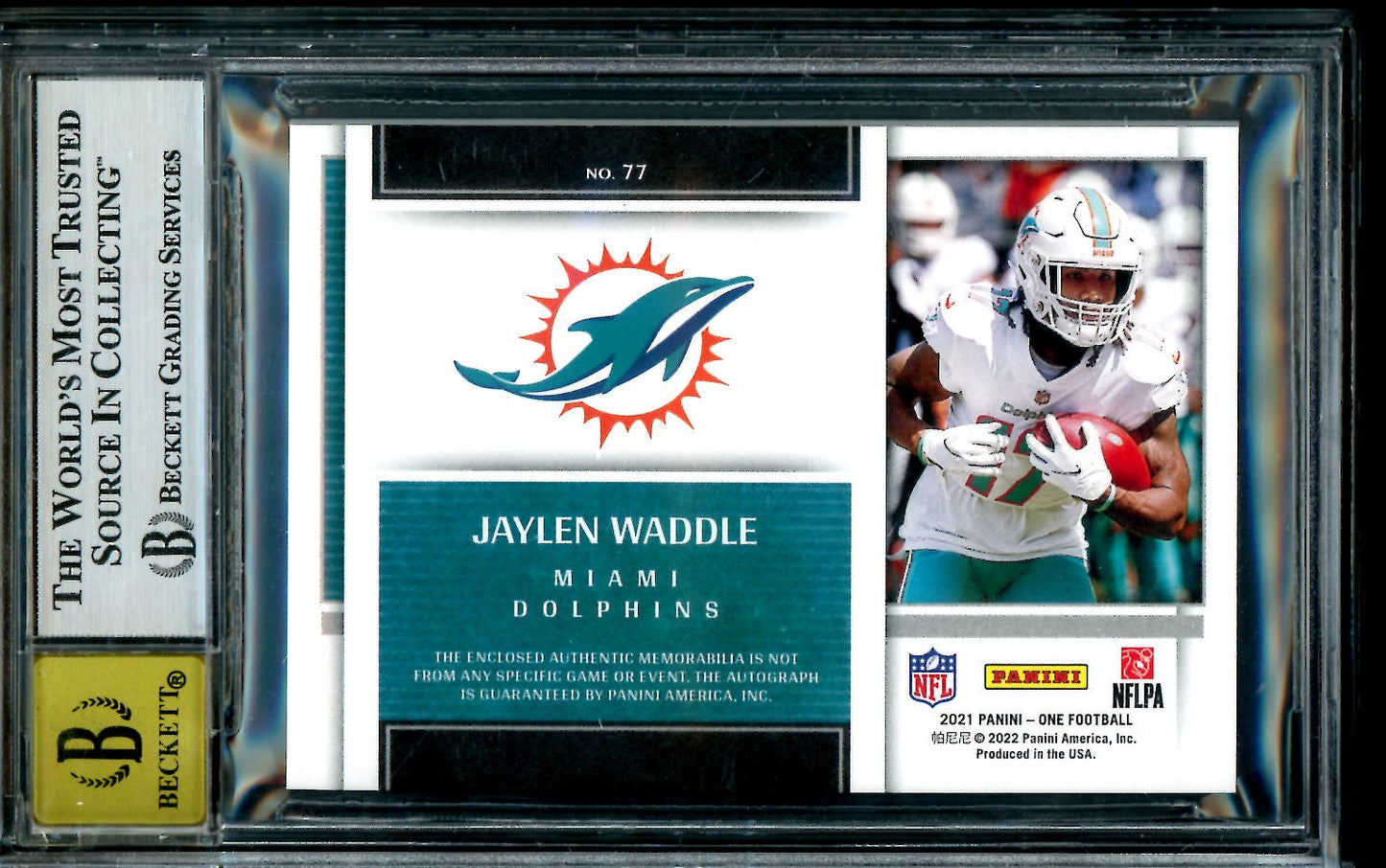 2021 Panini One Jaylen Waddle Rookie RPA /99 BGS 8.5 Dolphins