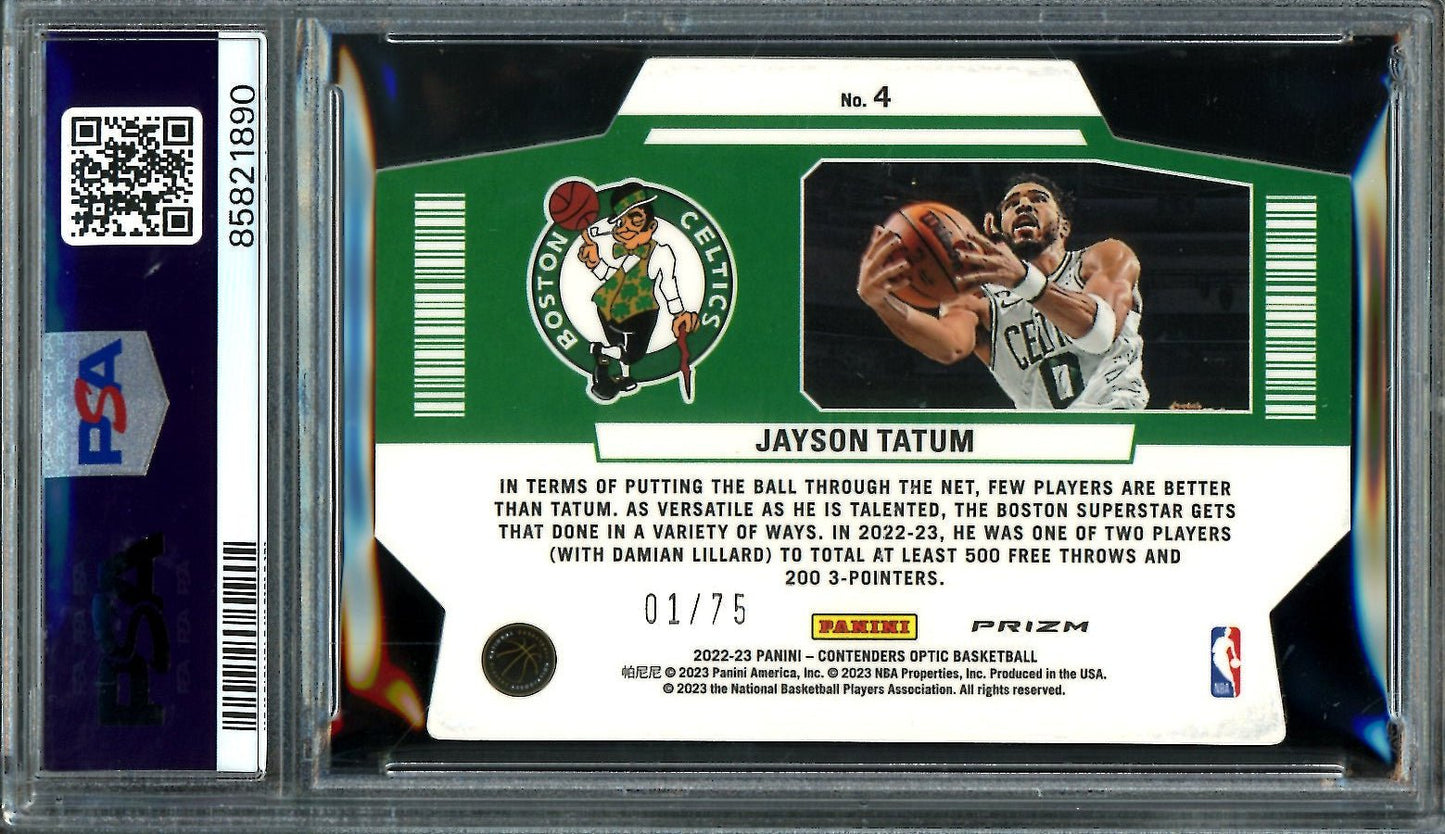 2022/23 Panini Contenders Optic Jayson Tatum Superstar Blue Cracked Ice /75 PSA 9 Celtics - Trading Card Market
