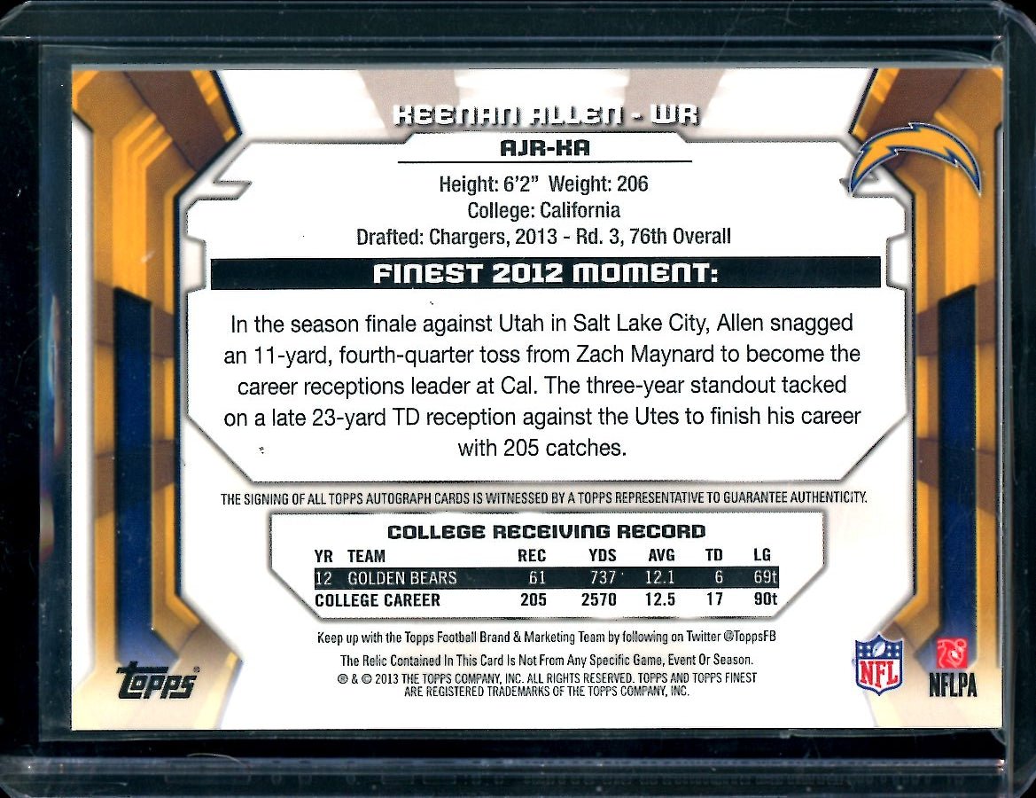 2013 Topps Finest Keenan Allen Rookie RPA /25 Chargers - Trading Card Market