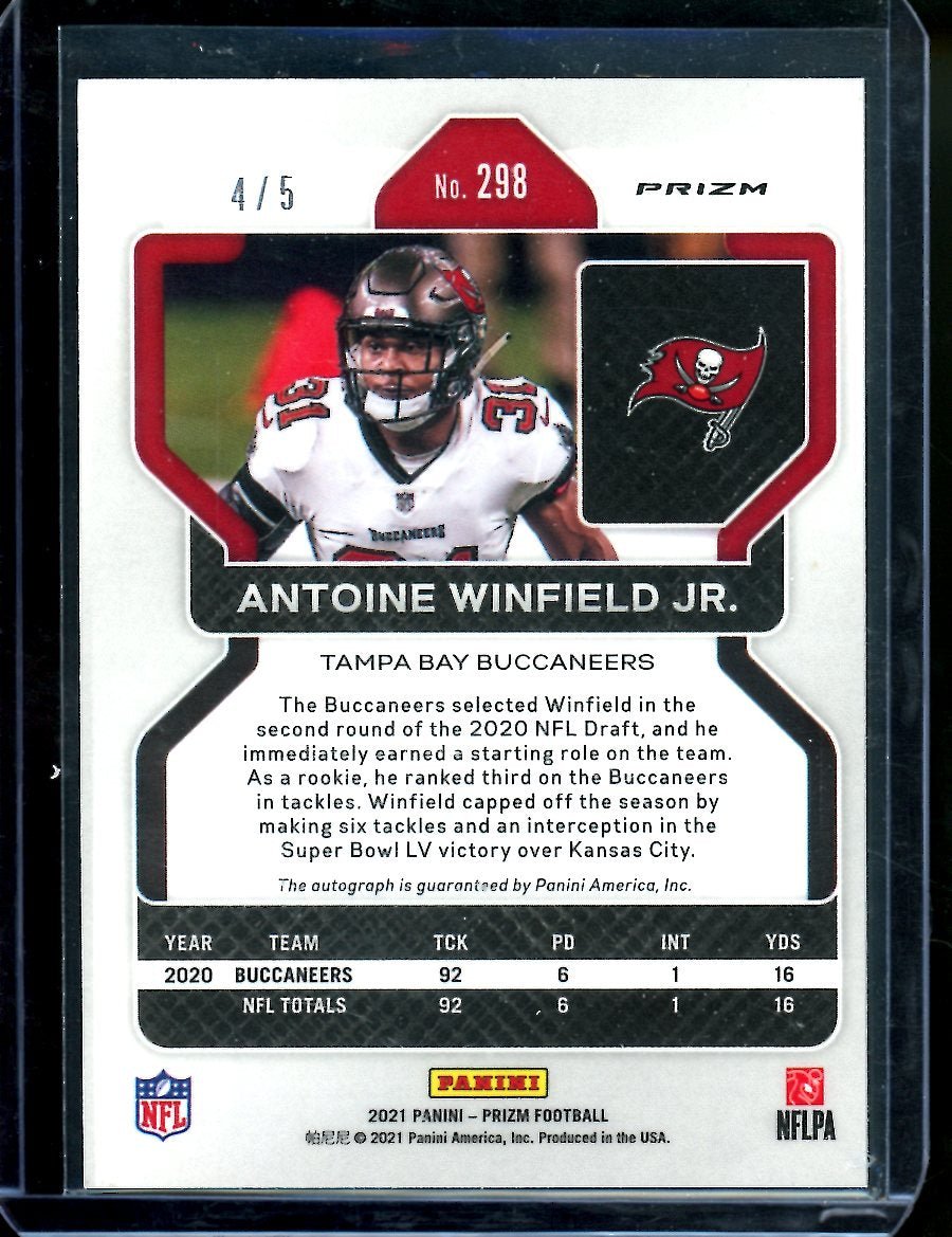 2021 Panini Prizm Antoine Winfield Jr. Blue Shimmer Auto /5 Buccaneers - Trading Card Market