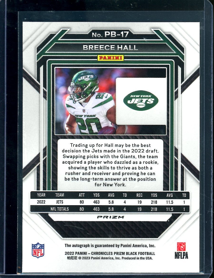 2022 Panini Chronicles Prizm Black Breece Hall Rookie Auto Silver Jets - Trading Card Market