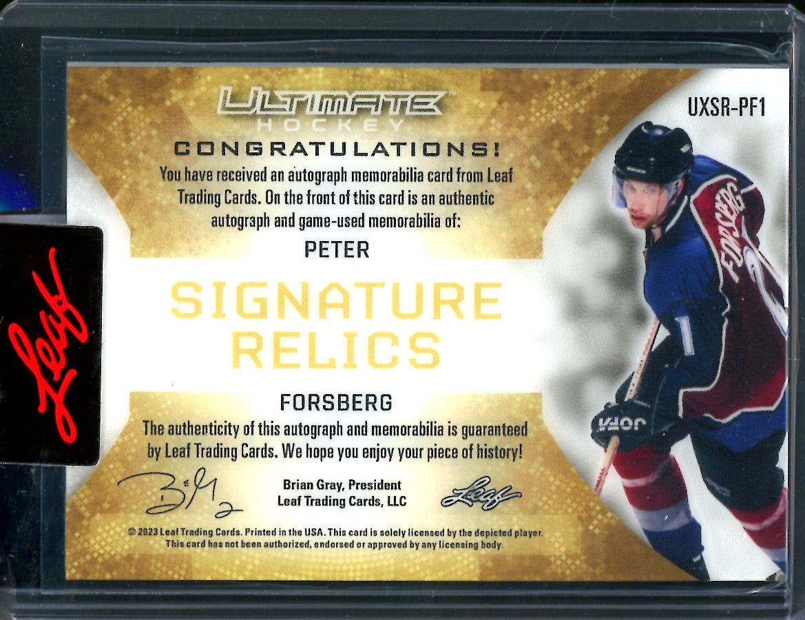 2023 Leaf Ultimate Hockey Peter Forsberg Signature Relics Patch Auto /25 - Trading Card Market