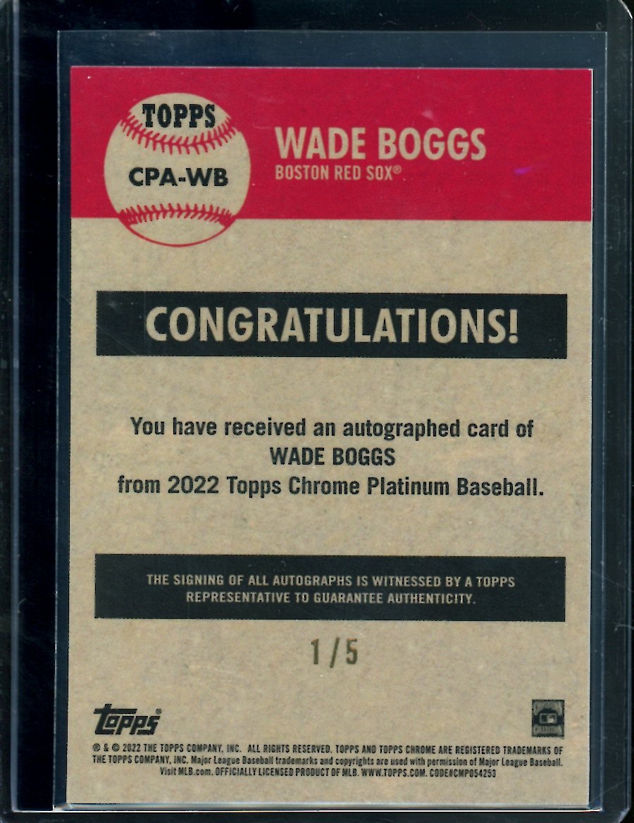 2022 Topps Chrome Platinum Anniversary Wade Boggs Auto Red /5 Red Sox - Trading Card Market