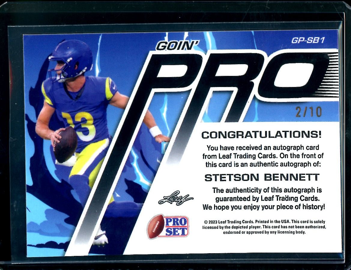2023 Leaf Pro Set Metal Stetson Bennett Goin' Pro Auto Pink /10 Rams - Trading Card Market