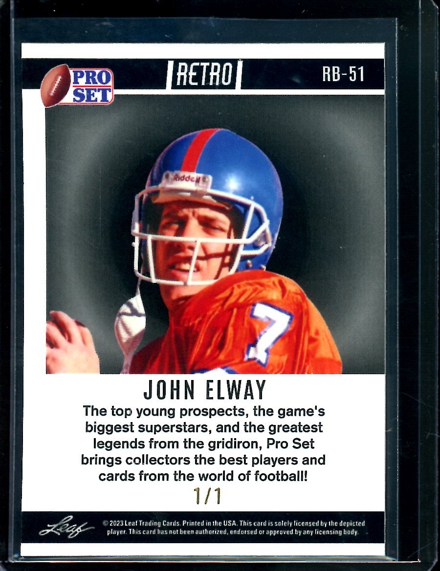 2023 Leaf Pro Set Metal John Elway Orange Ice 1/1 Broncos - Trading Card Market