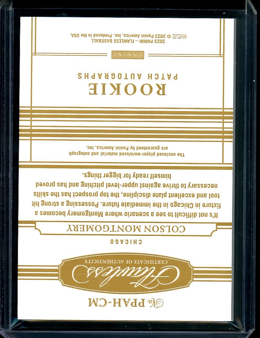 2023 Panini Flawless Colson Montgomery Rookie RPA /25 White Sox - Trading Card Market